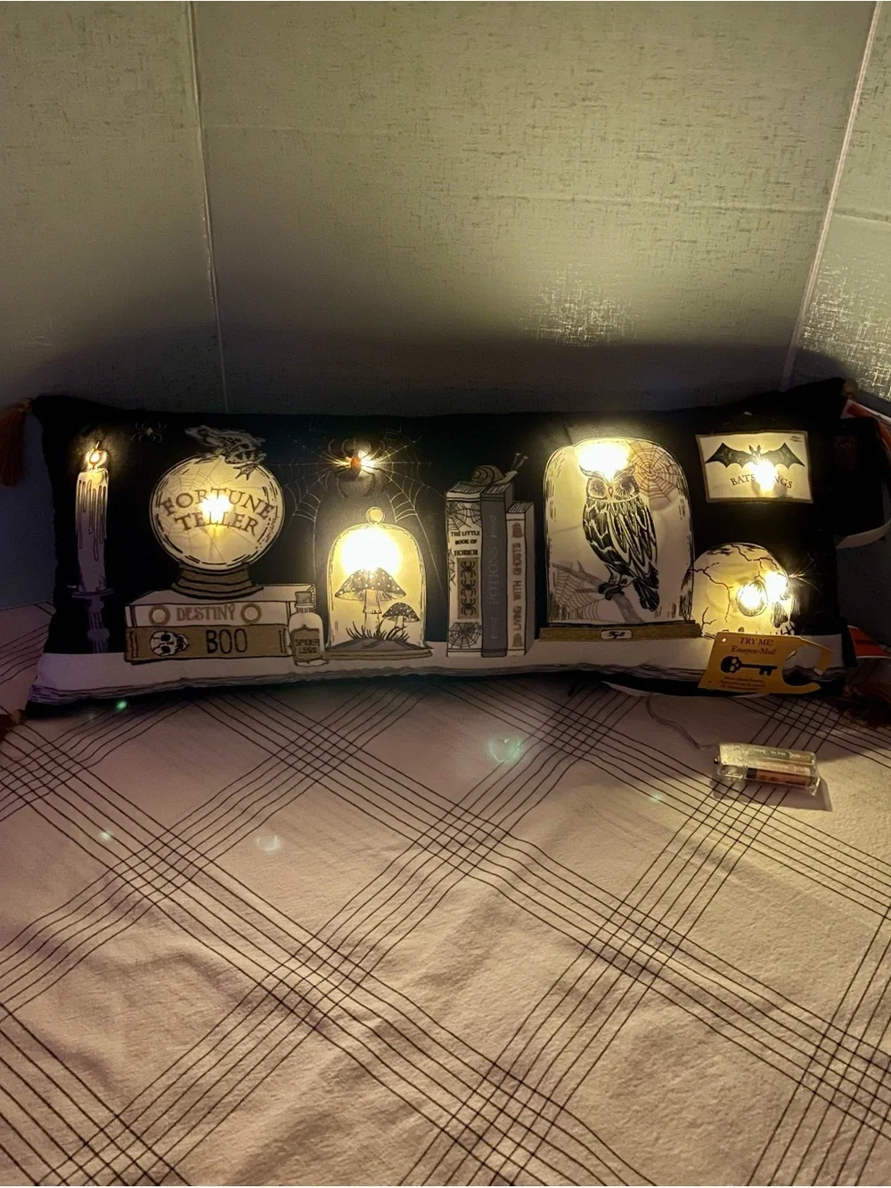 NWT CYNTHIA ROWLEY LIGHT-UP Halloween Decorative Luminary Pillow with Tassels